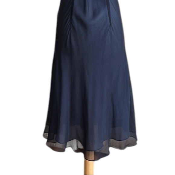 EXPRESS Vintage Y2K Sheer Silk MIDI Dress Babydoll Blue Cocktail Attire 13/14 - Picture 9 of 15